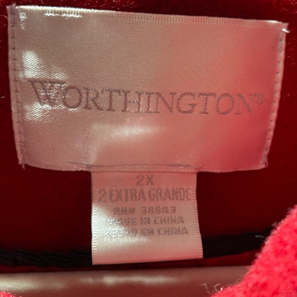 Worthington Women's Vibrant Red Pea Coat 2 X. Ptp is 26 - Picture 2 of 6